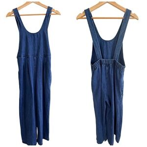 Hanna Andersson Girls Blue Denim Wide Leg Jumpsuit Overalls Size 12 150cm 015536